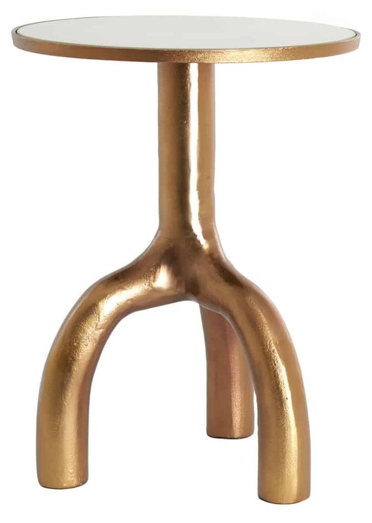 Light & Living Beistelltisch MELLO Bronze-Glanz mit taupe Glas – Ø40,5x53 cm