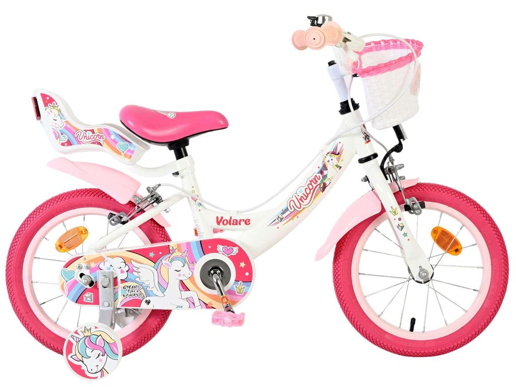 Volare Unicorn Kinderfahrrad für Mädchen, 14 Zoll, Weiß, Produktbild 