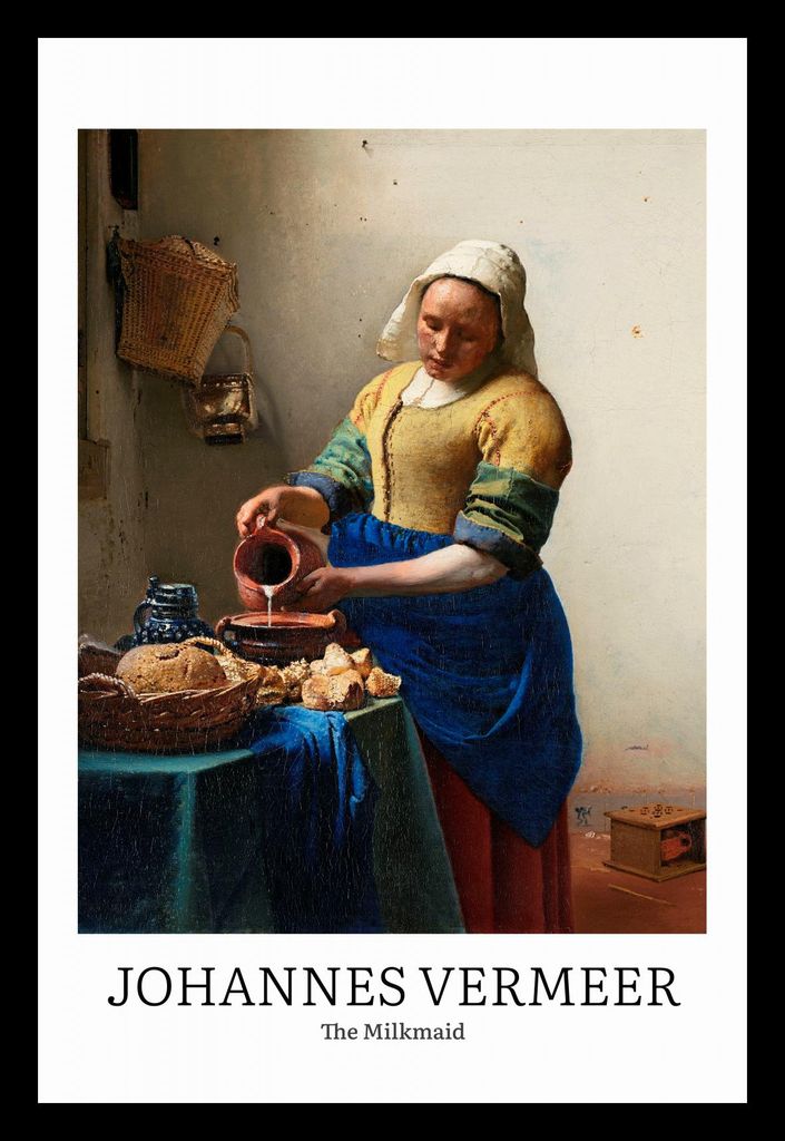 Plakat 20x30cm Design Die Melkmaid, Vermeer Vintage für das Wohnzimmer
