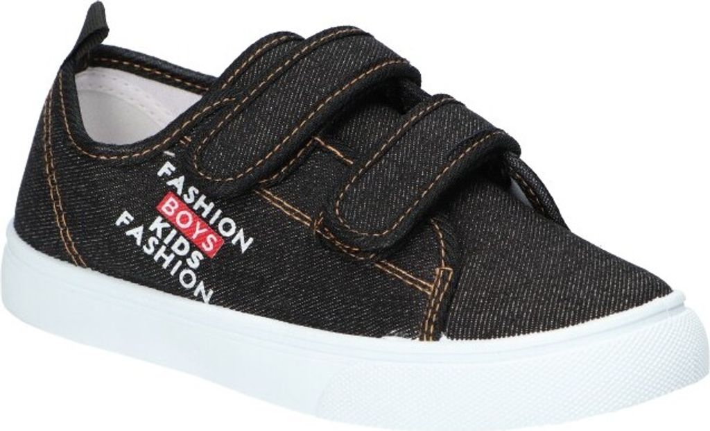 AMERICAN CLUB TEN161 Kinder-Sneaker mit Klettverschluss, Kinderschuhe, Ledereinsatz Schwarz 31