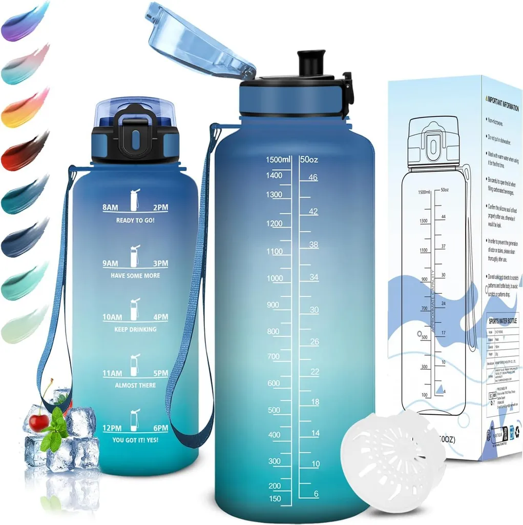 Motswedi Borraccia 1.5L Motivazionale Sport | Senza BPA per Palestra