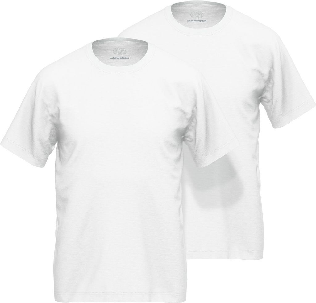 CECEBA Herren Shirt weiß uni 2er Pack Größe: 52