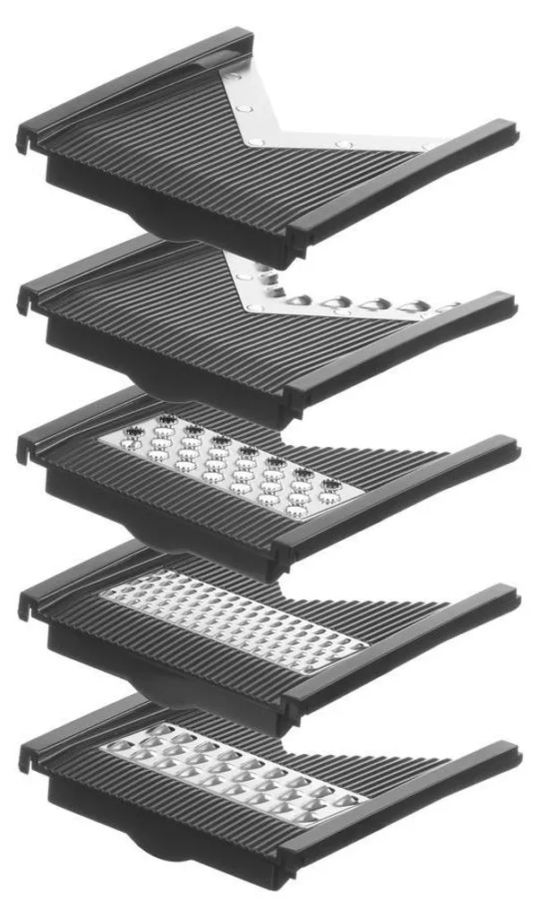 Mandoline HENDI V noire avec lames interchangeables et réglage précis