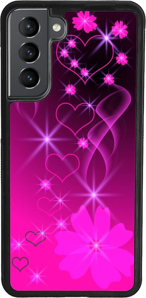 TPU Silikon Hülle für Samsung Galaxy A14 5G Handy Cover Case Schutzhülle Handyhülle Bumper MOTIV 291 Herzen Blume Pink