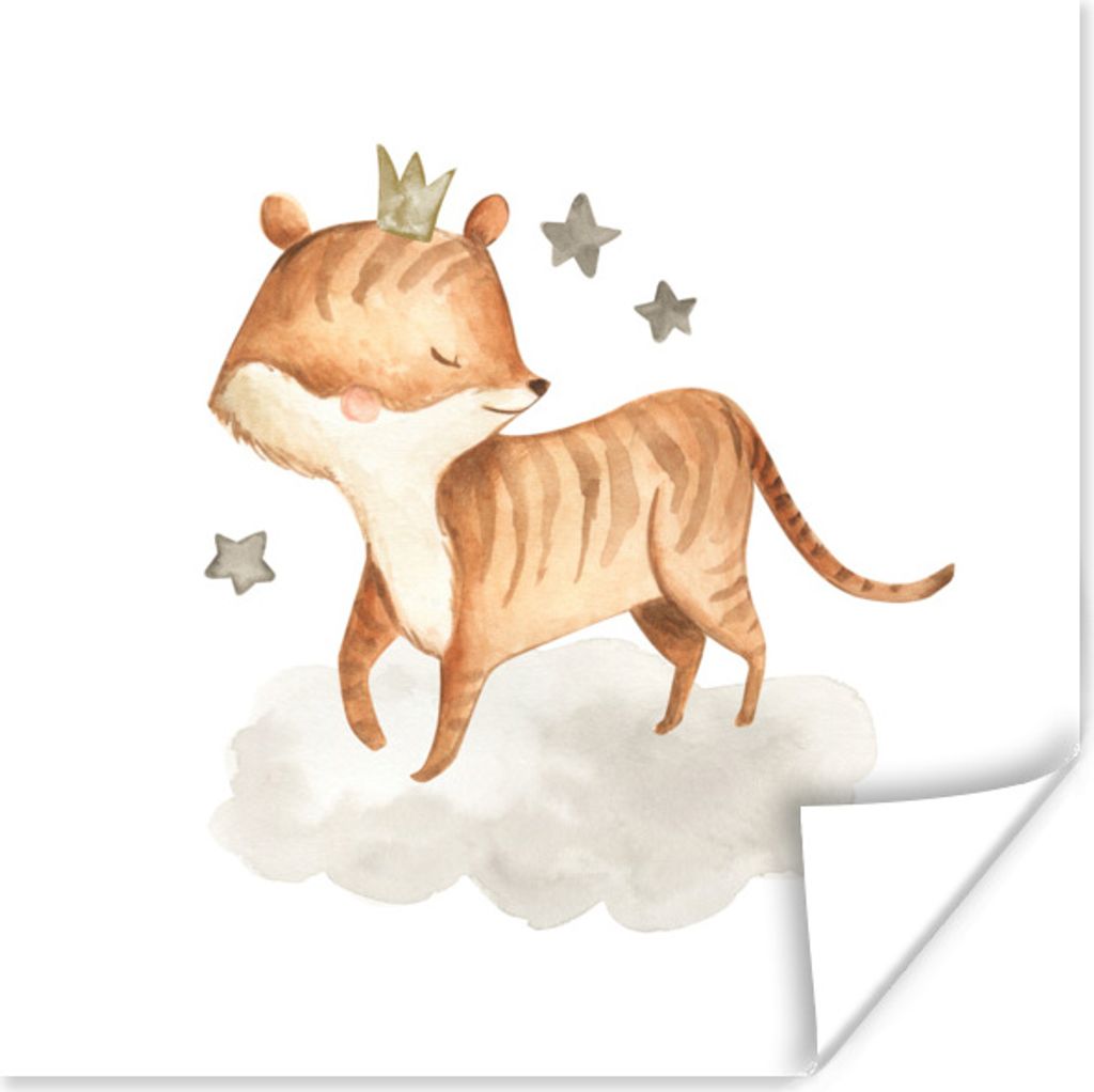 MuchoWow Poster Fuchs - Dschungel - Sterne 100x100 cm - Babyzimmer