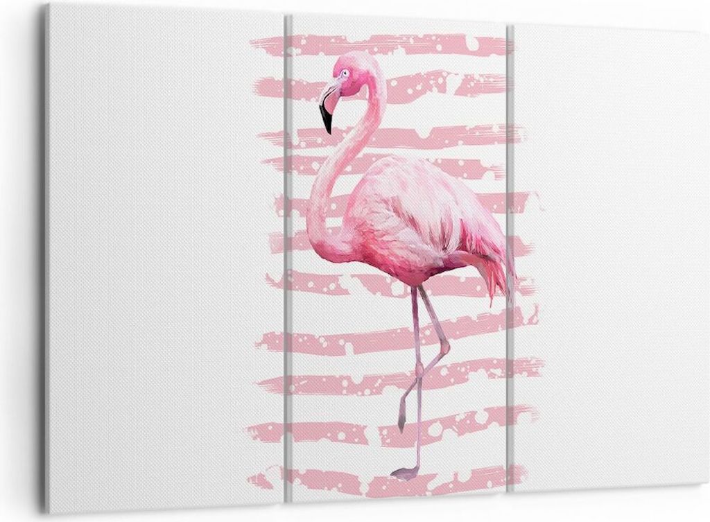 Bild auf Leinwand - Leinwandbild - Flamingo Vogel Wasser - 105x70cm - Wand Bild - Wanddeko - Leinwanddruck - Bilder - Kunstdruck - Wanddekoration -...