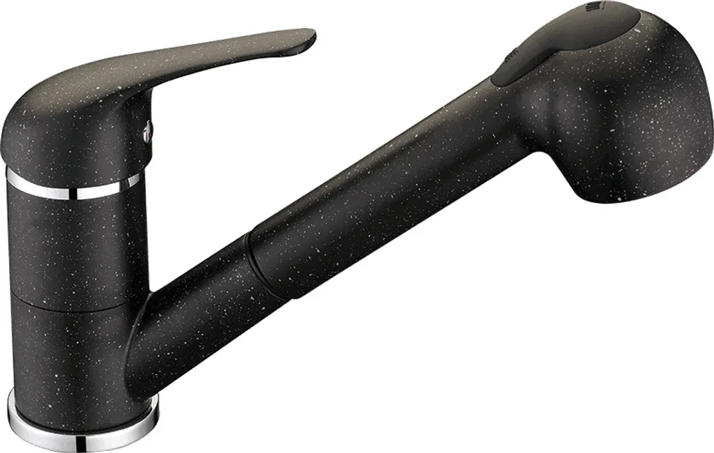 Rubinetto Miscelatore Lavello Verticale Nero Granito Design Moderno