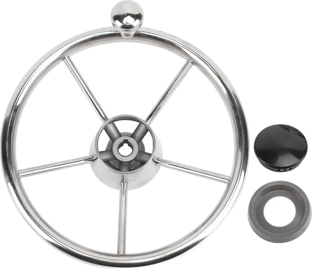 Volant bateau Inox antidérapant 11" 5 branches mousse-confort 25 degrés