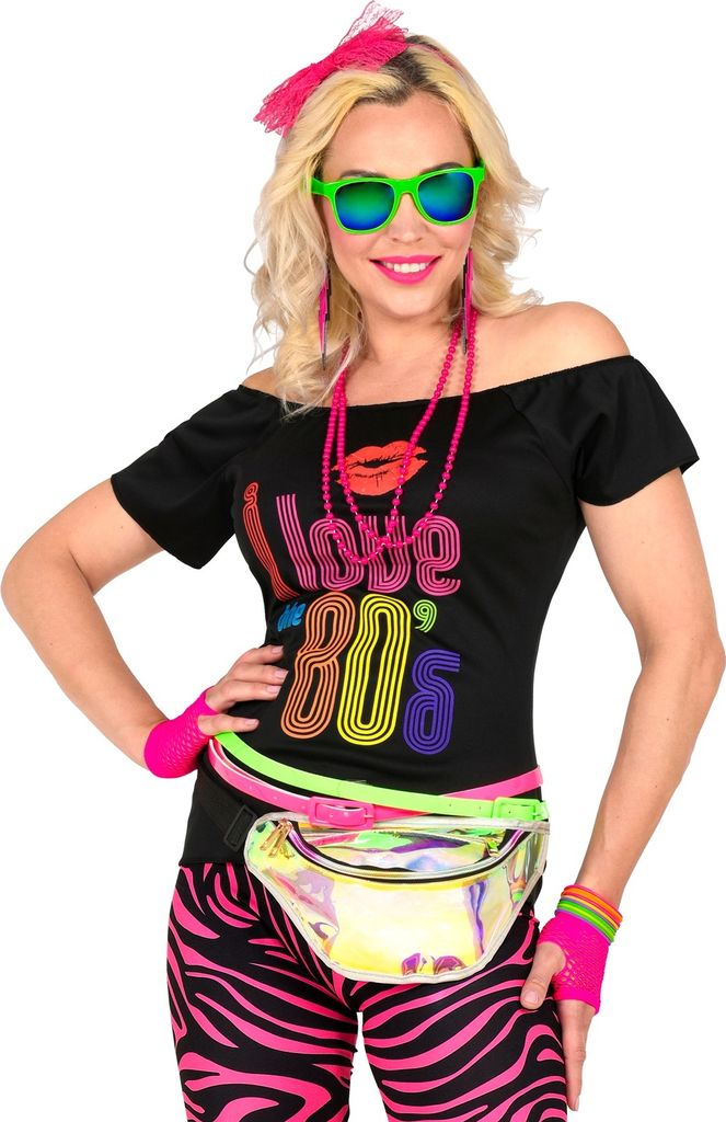 WIDMANN Accessoire Set 80er Jahre Mode neonpink Produktbild 