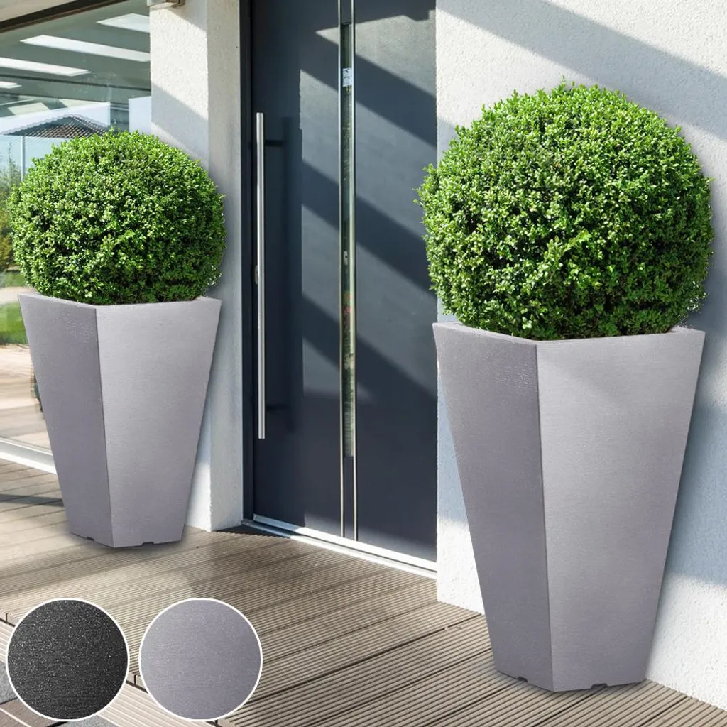 Jardinière Carrée Capri Grise 55cm, Bac à Fleurs Haute Résistance