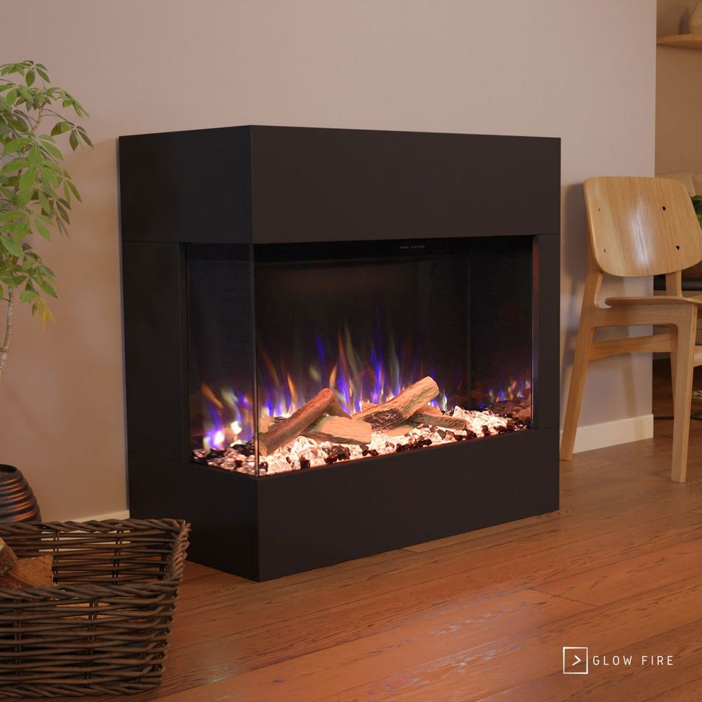 Glow Fire Elektrokamin 'Portia Mini Linksoffen | LED Standkamin in schwarz mit Heizung (1500 W) | HxBxT: 90 x 86,7 x 45 cmcm