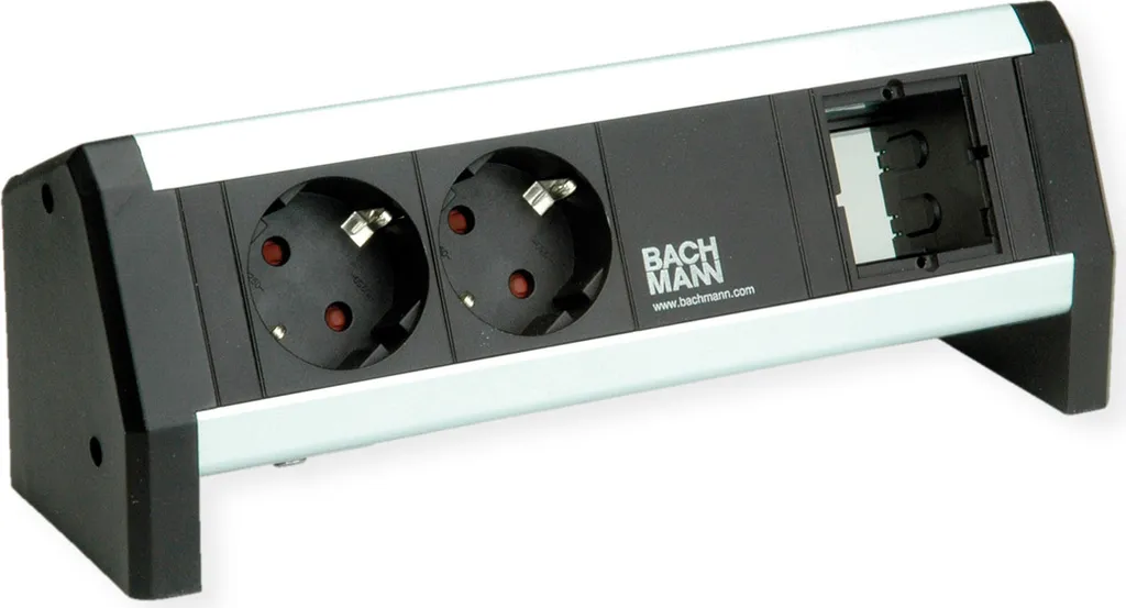 Organiseur de Câbles BACHMANN DESK 2 Noir - 2 Prises et Module GST18