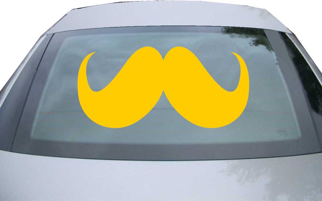 Indigos UG - Aufkleber Heckscheibe & Motorklappe DE6076 - gold - 600x285 mm - moustache - Auto Scheiben Fenster Heckklappe Tuning Racing JDM - Die cut