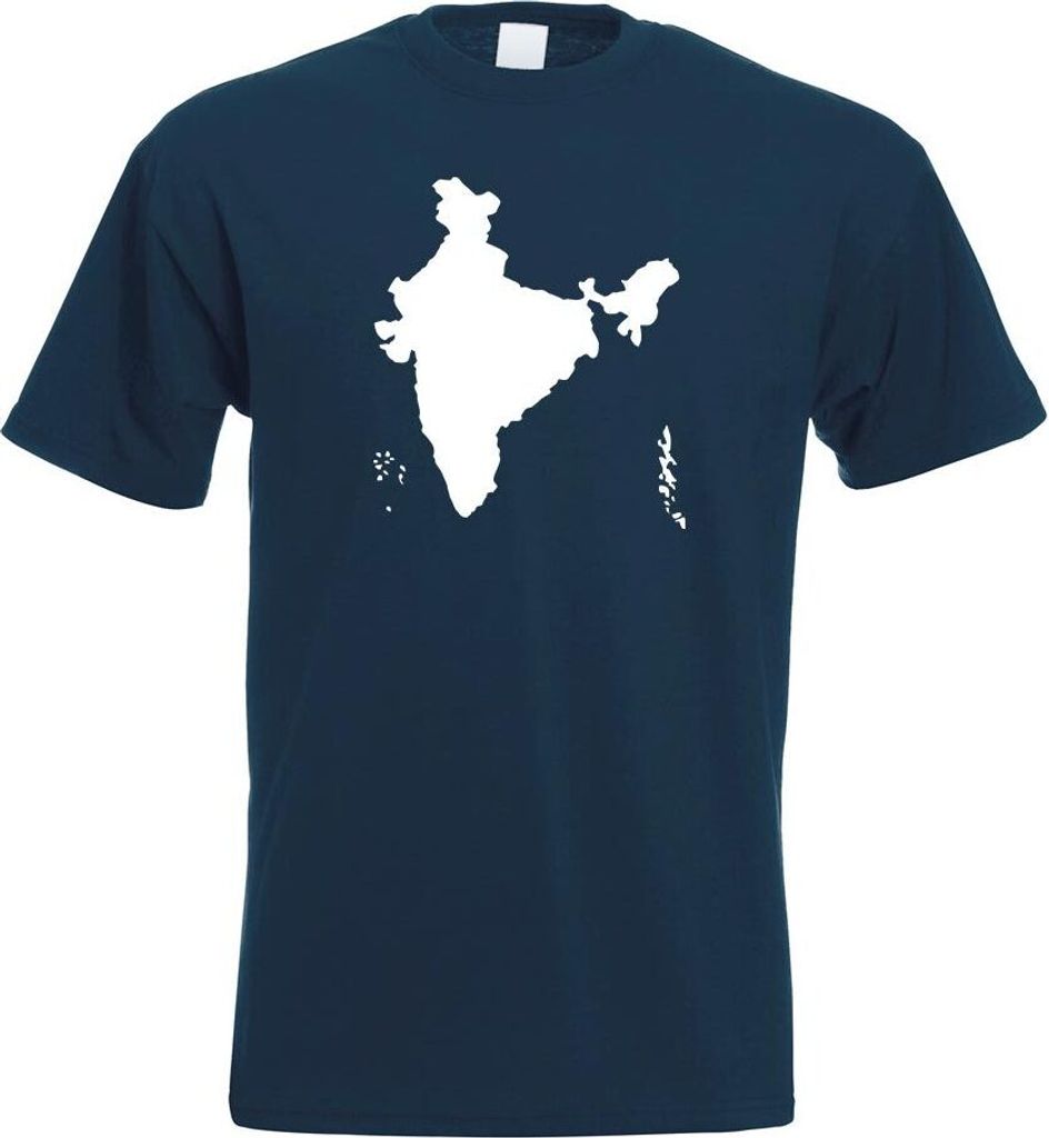 Kiwistar - T-Shirt - Navy - Indien Umriss Kontur Herren Funshirt Bedruckt Design Sprüche Spruch Motive - mit Motiv Bedruckt - Funshirt Design - Sp...