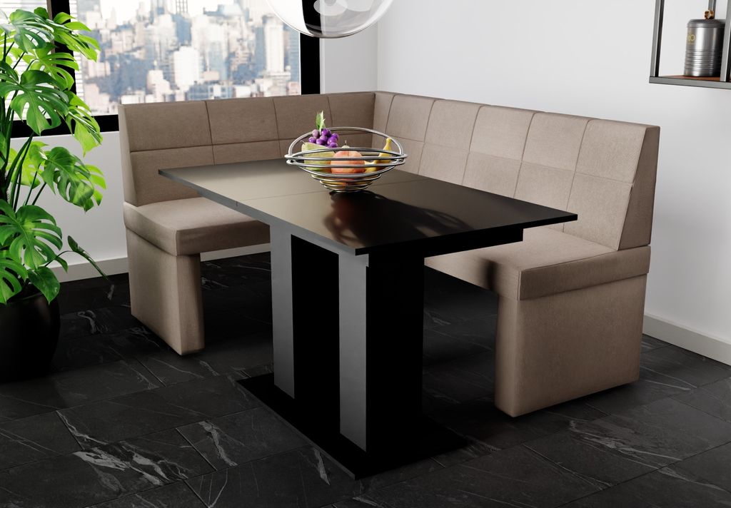 Eckbankgruppe 168x128 cm BLAKE R Stoff Soro Taupe / Produktbild 