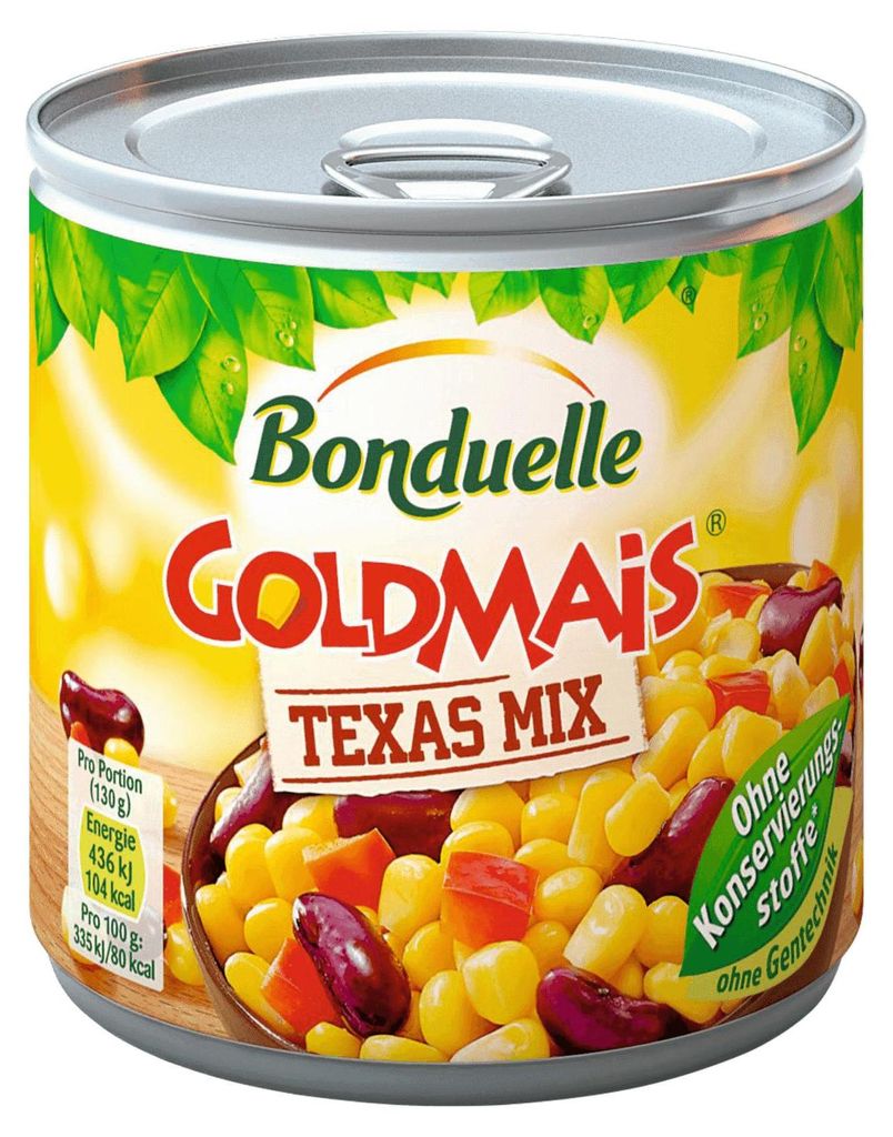 Bonduelle Goldmais Texas Mix mit Bohnen und Paprika 300g Produktbild 