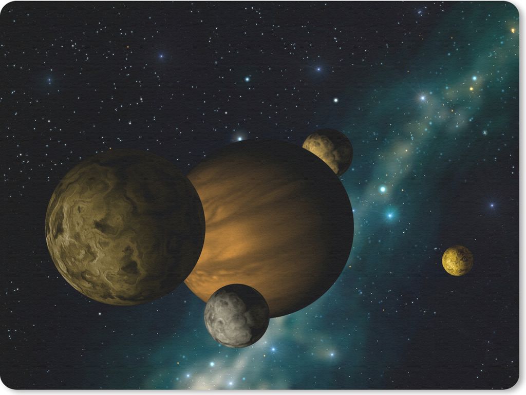 MuchoWow Mauspad Mousepad Planeten - Sterne - Mond 23x19 cm - Mousepads - Maus Mat - Pad - Mausunterlage - Schreibtischunterlage - Mauspad