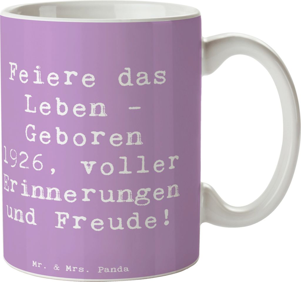 Mr. & Mrs. Panda Tasse Spruch 1926 Geburtstag - Lavendeltraum - Geschenk, Alles gut zum, nostalgisches, Happy Birthday, kaffeebecher keramik, Keram...