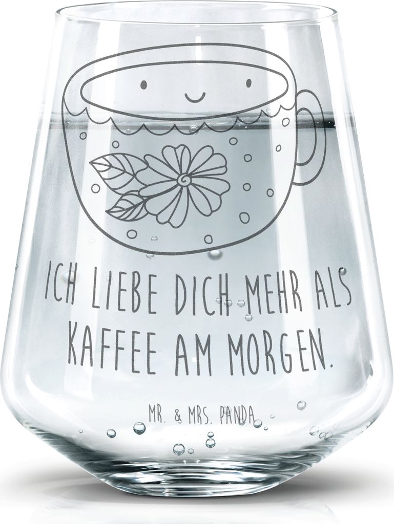 Mr. & Mrs. Panda Glas Kaffee Tasse - Transparent - Geschenk, Wasserglas, Trinkglas, Lustige Sprüche, Wasserbecher, Genuss, getränkebecher, Glück...