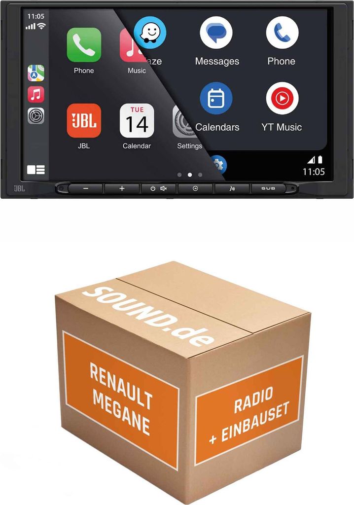 Autoradio Einbaupaket JBL Legend 700D passend für Renault Megane 2 mit Update List Radio Schwarz | CarPlay Wireless Android Auto Wireless