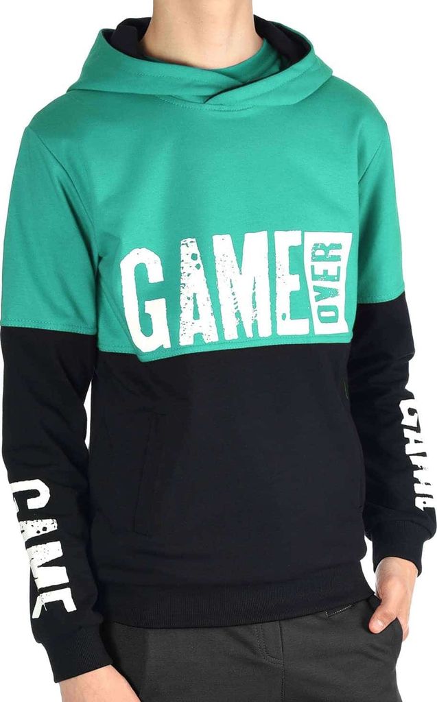 BEZLIT Jungen Kapuzen Pullover & GAME OVER Aufdruck Grün 110