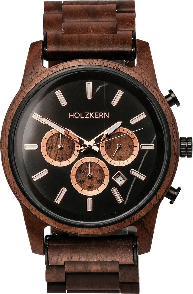 Montre Holzkern Buschwerk Chronographe : Bois de Noyer et Marbre Gris