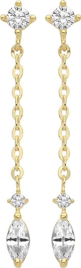 Elegante 9 Karat (375) Gold Damen - Paar Ohrringe mit Zirkonia - 3mm*23mm; TRS26469