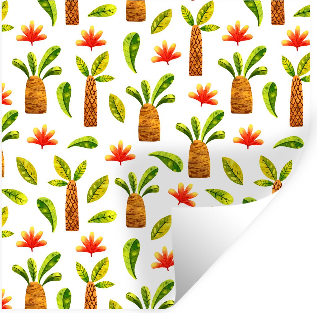 MuchoWow Wandtattoo Wandsticker Wandaufkleber Dschungel - Blätter - Palme 50x50 cm Selbstklebend und Repositionierbar - Selbstklebend - Fototapeten