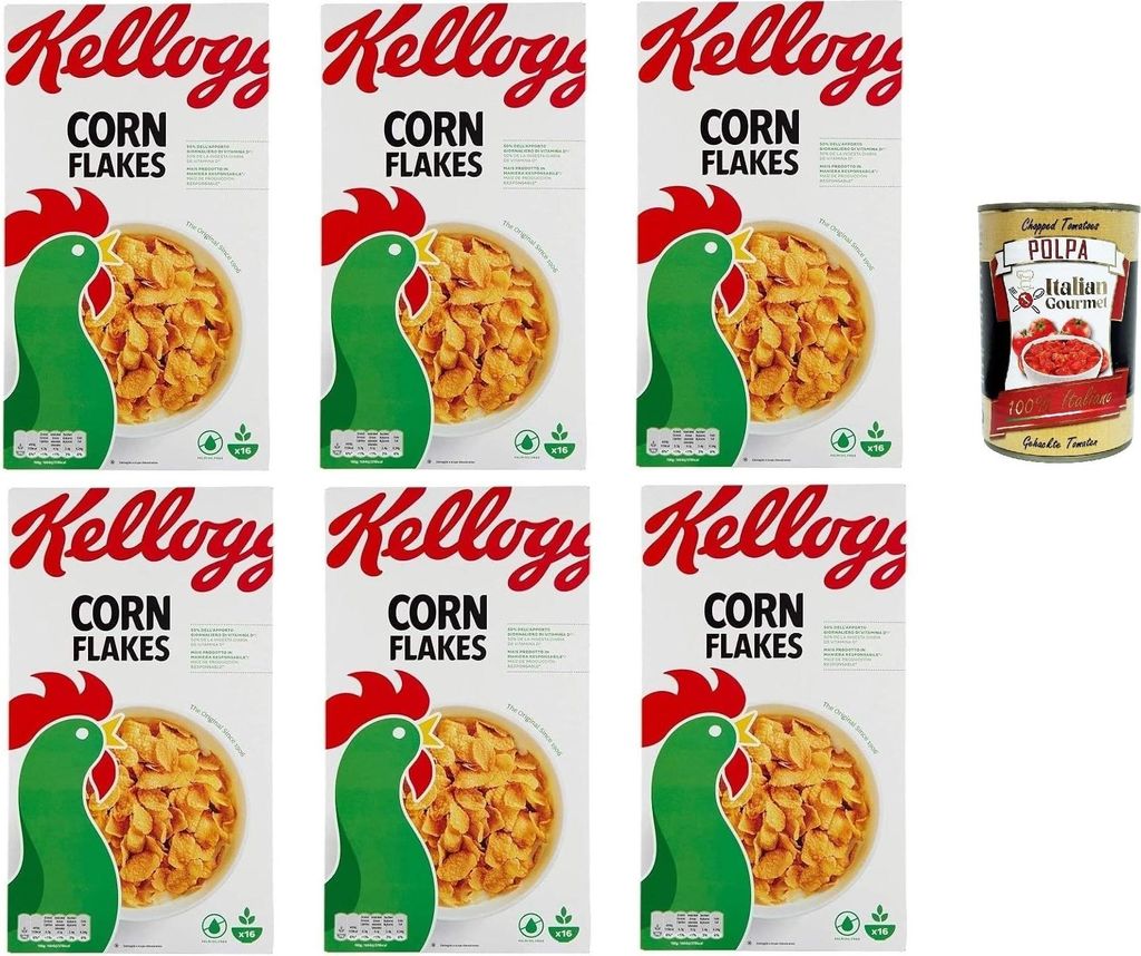 Corn Flakes Knusprige goldene und leckere ohne Palmöl ohne Farbstoffe ohne künstliche Aromen 6x 500g + Italian Gourmet polpa 400g