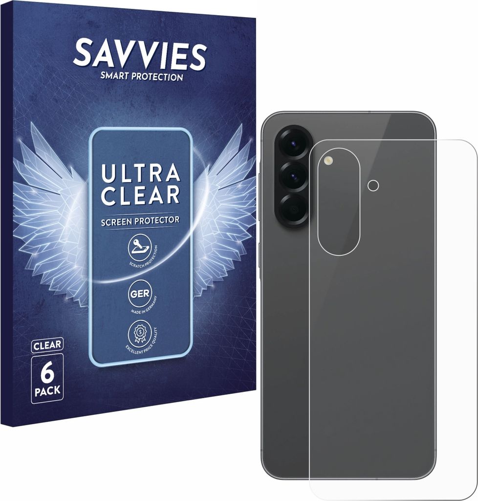 A product packaging box and a screen protector for a smartphone.