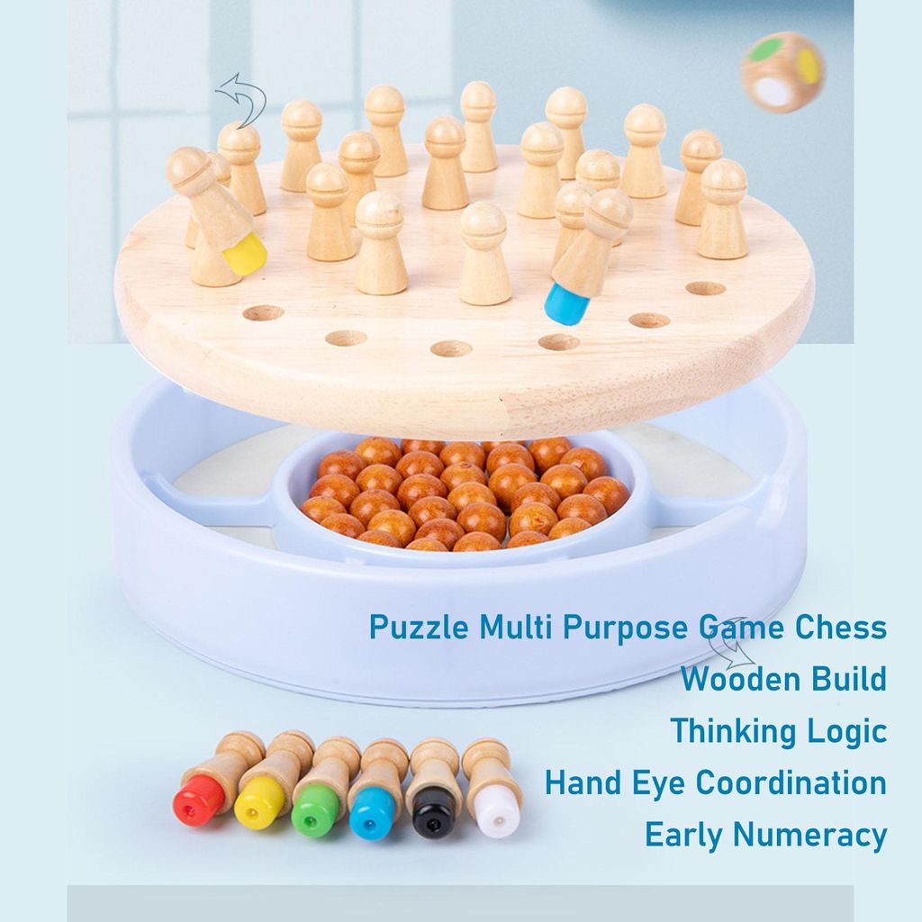 Holz-Memory-Schach, sensorisches Lernen, pädagogischer, interaktiver Streichholzstab für Kindergarten und Vorschule