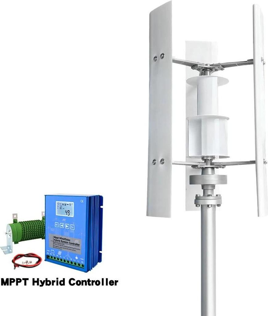 Windturbine SH-3000W - Windgenerator - 3000 W - 48 V - LCD-Hybridregler - 3-Blatt - Anlaufwind 1,5 m/s - Nennwind 12 m/s - Weiß