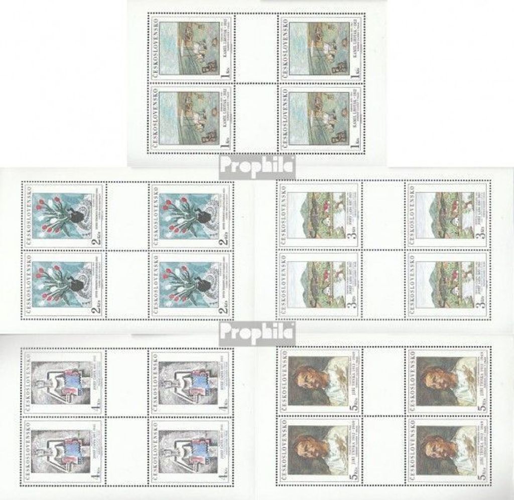 Briefmarken Tschechoslowakei 1987 Mi 2933Klb-2937Klb Kleinbögen (kompl.Ausg.) postfrisch Kunst
