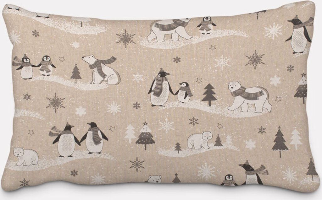 SCHÖNER LEBEN. Kissenhülle Pinguine Eisbären natur grau weiß Größe 40x60cm (HxB) 40x60cm (HxB) Größe