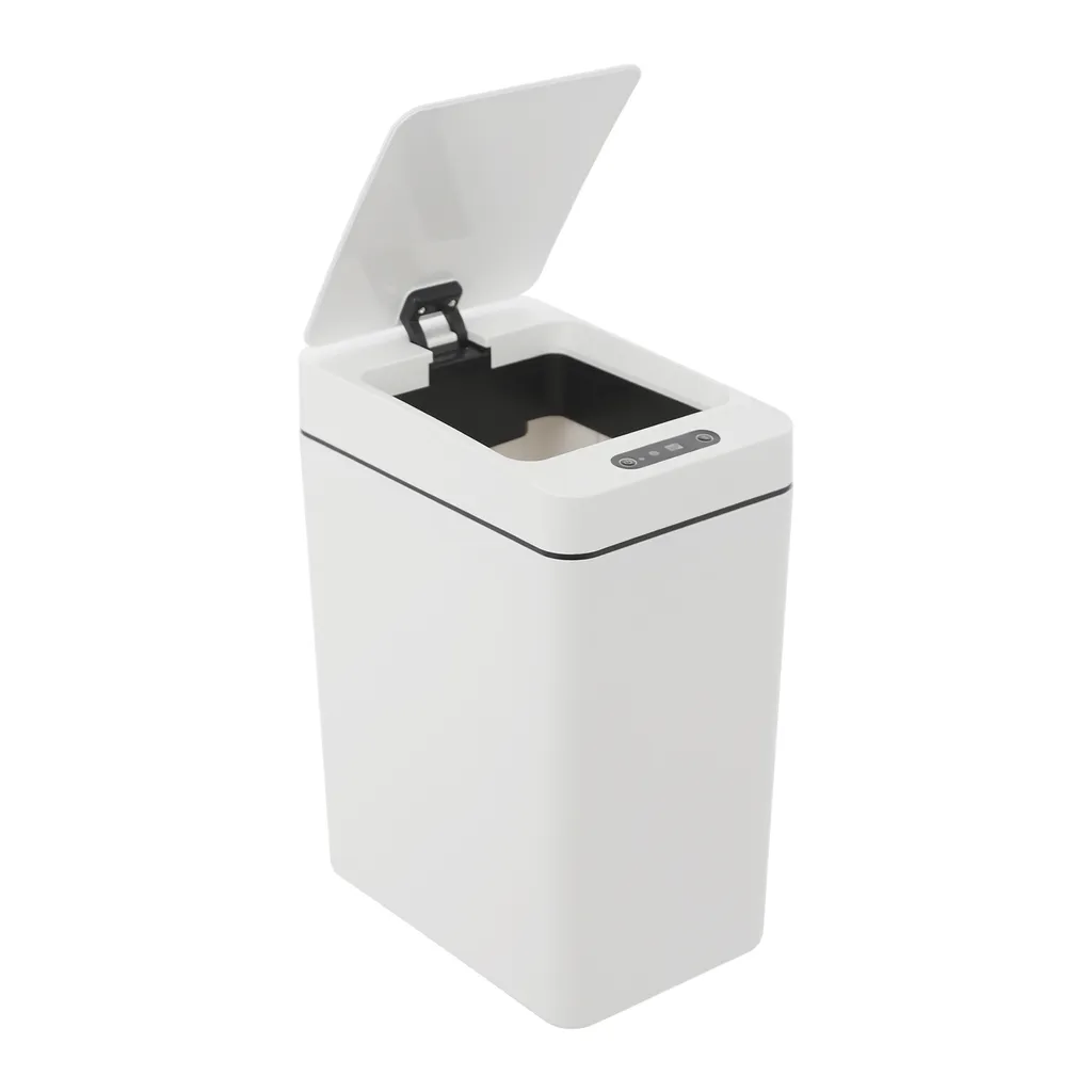 Poubelle automatique 12L compacte beige pour salle de bain et bureau