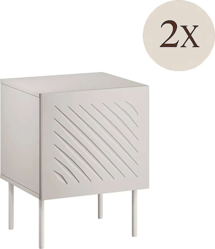 Table de chevet Tondela beige 45x42x59 cm avec étagère de rangement