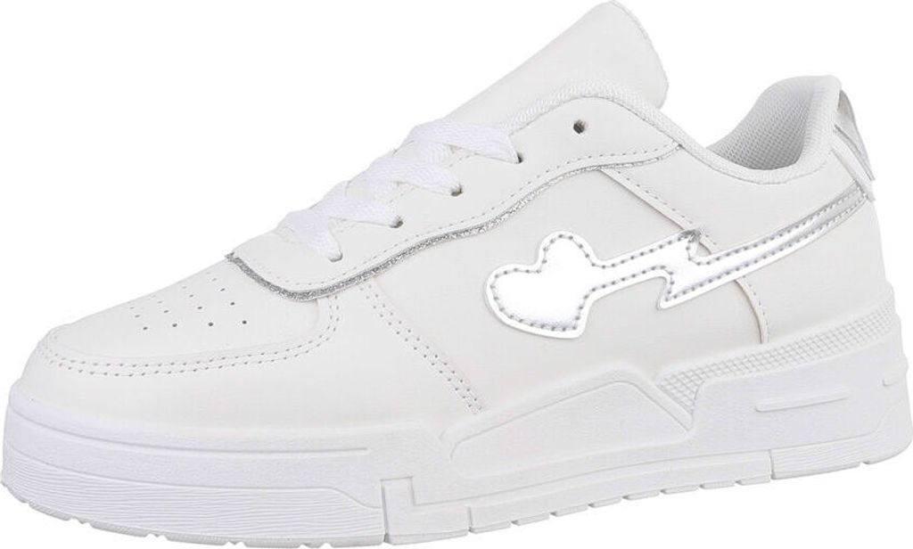 Ital-Design Damen Freizeitschuhe Lederoptik Sneakers Low 86188041 Weiß Gr. 37