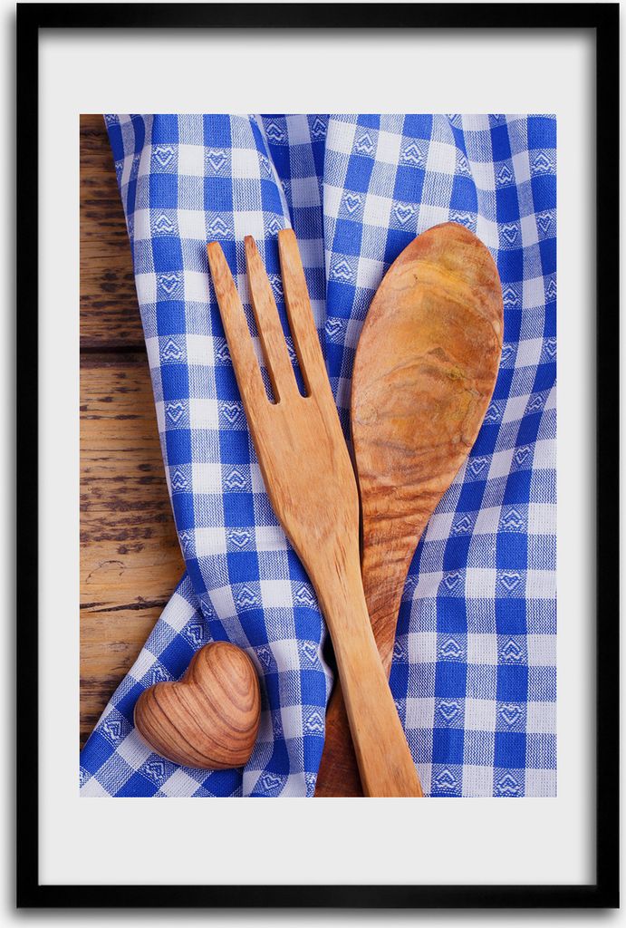 Bild - Bilderrahmen - 40 cm x 60 cm - MDF - Rahmen - Wandkunst - Besteck aus Holz