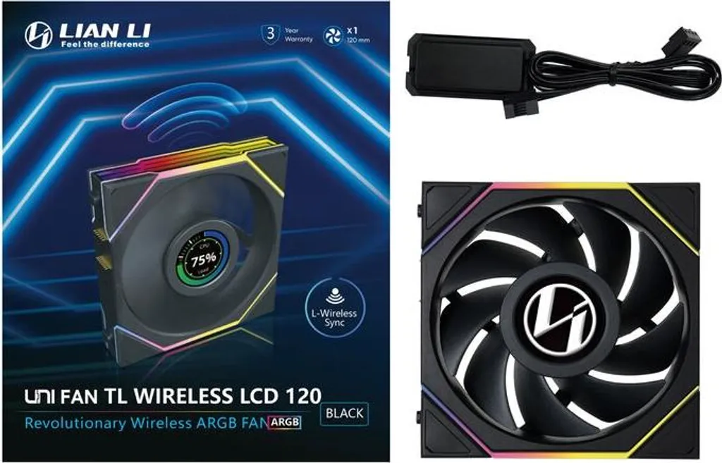 Lian Li 12TLLCD1W1B Ventilateur ARGB avec Écran LCD Intégré 120 mm Noir - 5