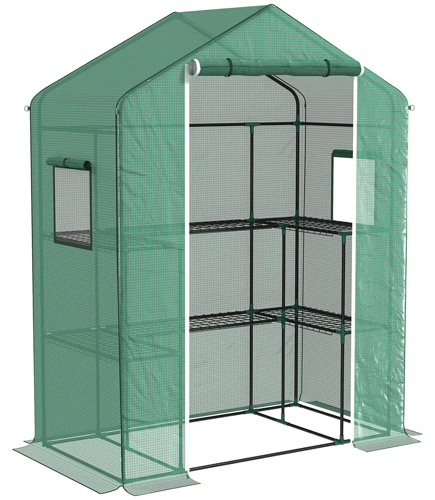 Serre d'hivernage pour plantes et fleurs 190 cm avec étagères en U