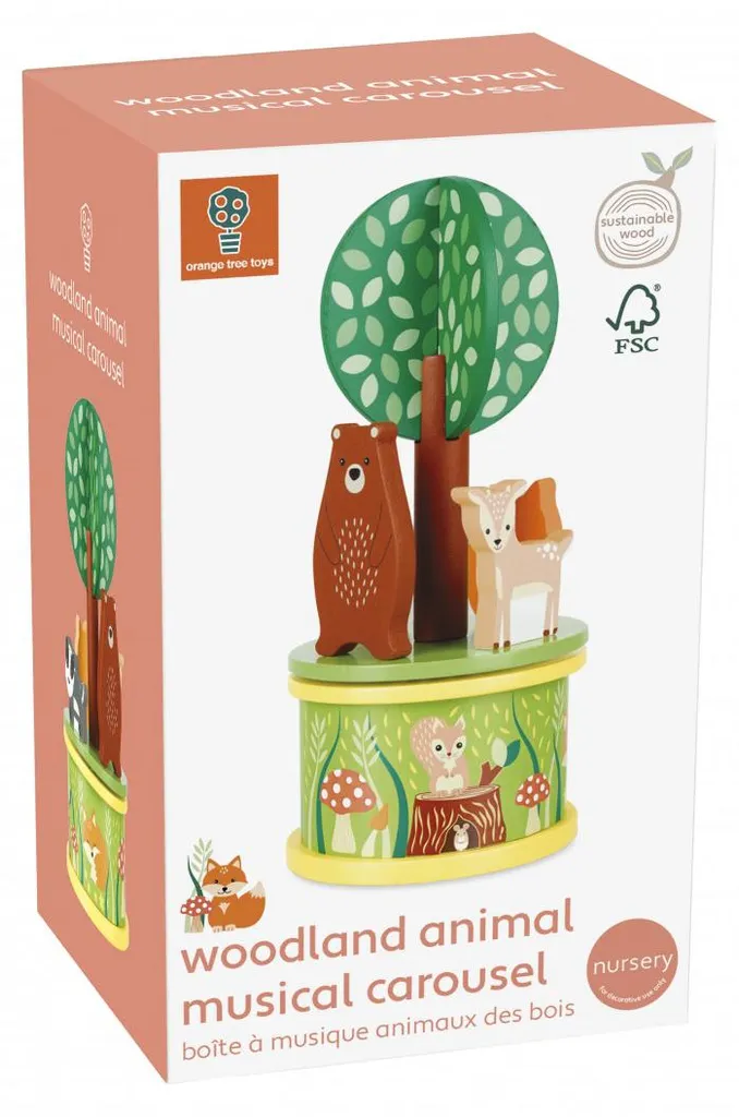 Carrousel Musical Bébé pour un Sommeil Paisible, Thème Forêt en Bois