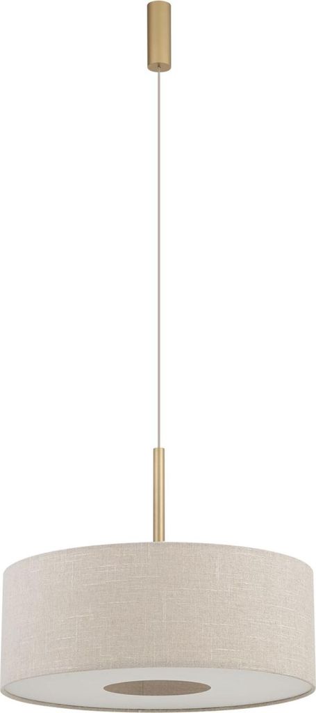 Hängeleuchte Metall Stoff Ø 50 cm H: max. 130 cm in Gold gebürstet Creme E27 rund Modern Hängelampe