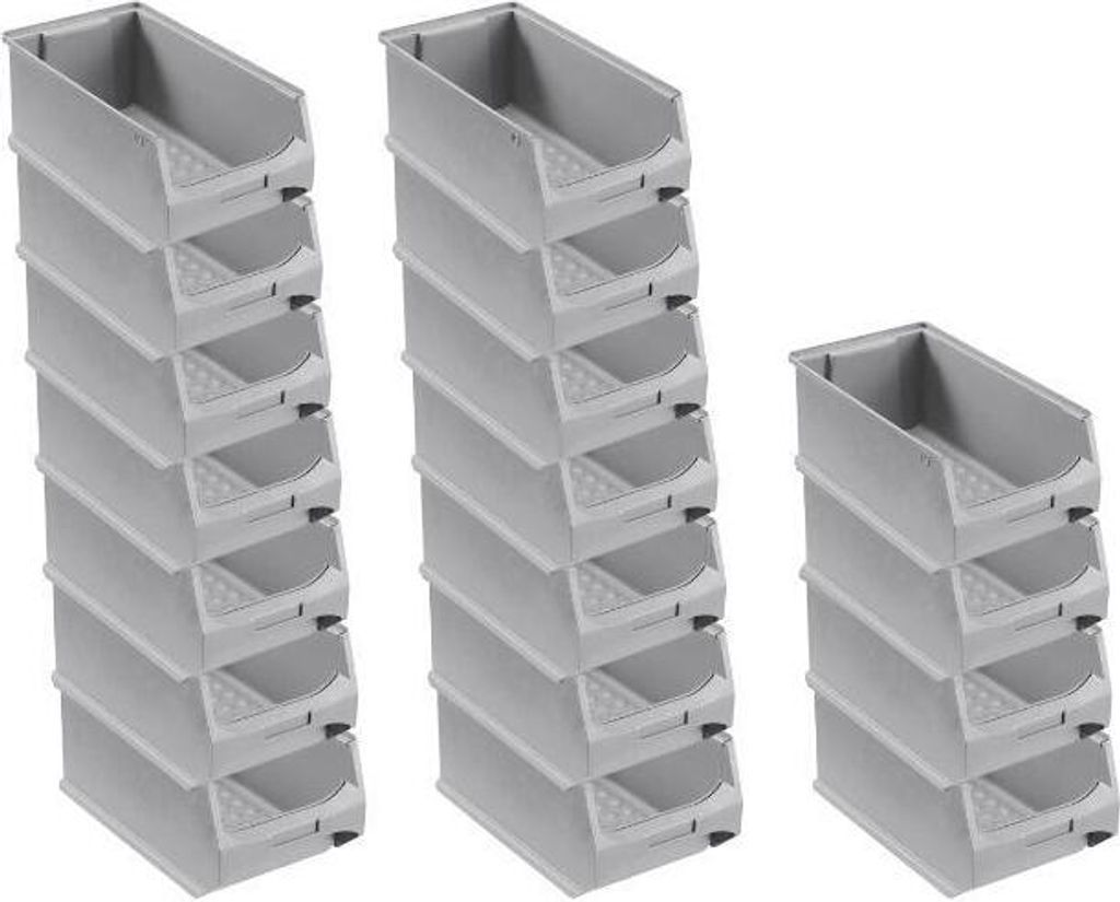 SuperSparSet 18x Graue Sichtlagerbox 4.0 | HxBxT 15x20x35cm | 7,2 Liter | Sichtlagerbehälter, Sichtlagerkasten, Sichtlagerkastensortiment, Sortier...