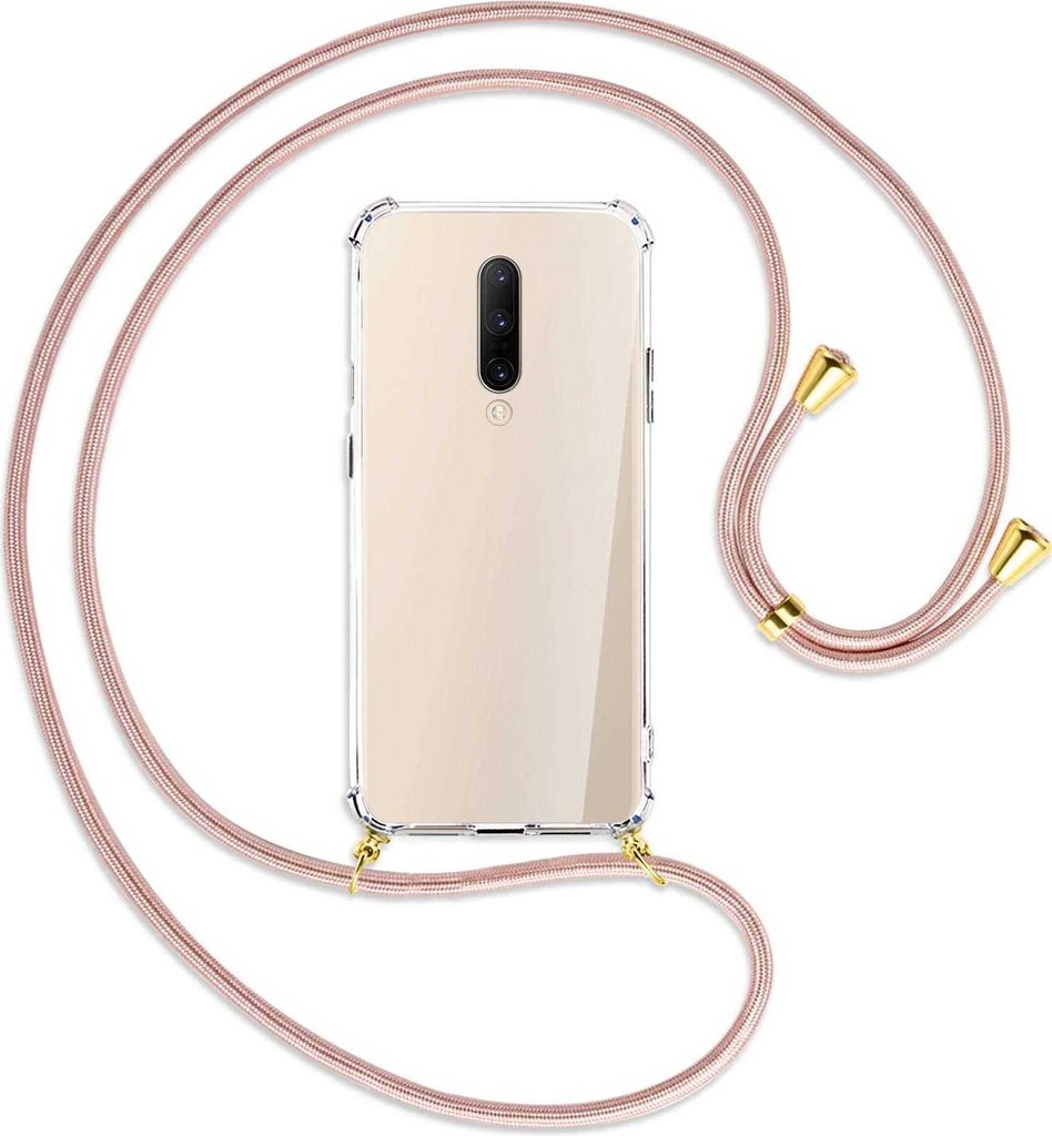 Handykette Backcover-Schutzhülle mit Band (Metall goldfarben) für OnePlus 7 Pro - roségold