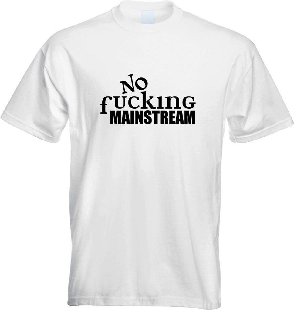 Kiwistar - T-Shirt - Weiss - No Fucking Mainstream Motiv Bedruckt Funshirt Design Print - mit Motiv Bedruckt - Funshirt Design - Sport - Freizeit -...