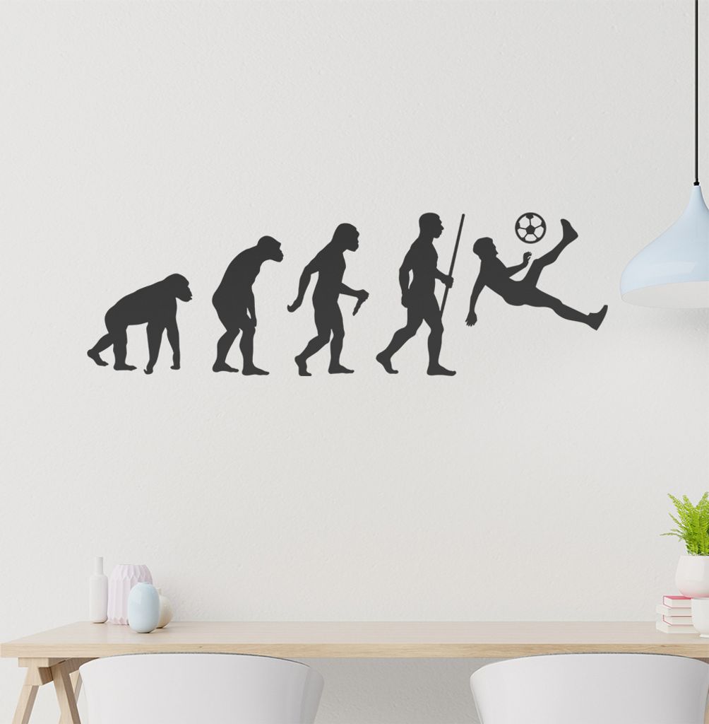 Evolution Fussballer Spieler Wandtattoo Wandaufkleber Wall Sticker - Dekoration, Küche, Wohnzimmer, Schlafzimmer, Badezimmer