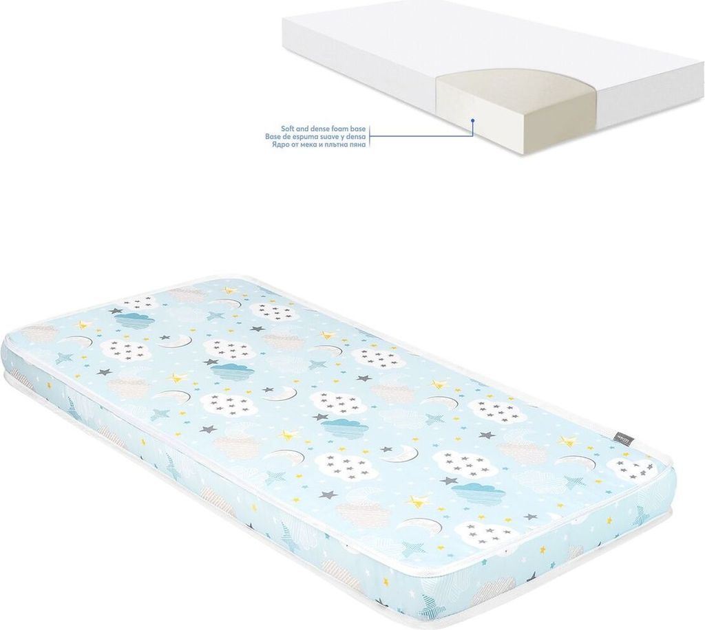 Kikkaboo Babybett Matratze Fantasia 140 x 70 cm Reißverschluss, Baumwollbezug blau