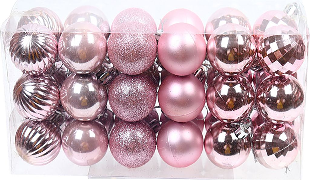 1 Box DIY Weihnachtskugeln Anhänger Anti-Verformung Kunststoff Festliche Atmosphäre Weihnachtsbaum Kugeln Home Decor-Rosa