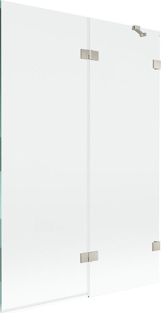 Mexen Lunar Badewannenfaltwand 2-teilig rechts 120 x 150 cm, transparent, gebürstetes Nickel - 897-120-100-97-00-P