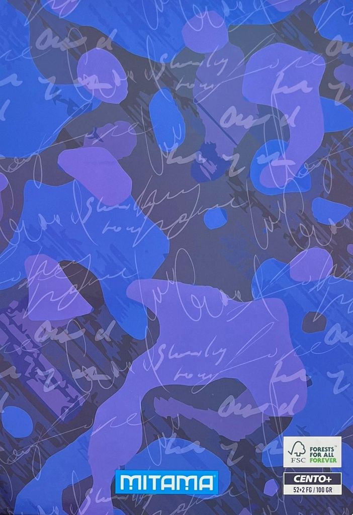 Notizbuch "Fantasiefarben", A4+, quadratisch, 52+2 Blatt, blau camo, MITAMA 62164-90044